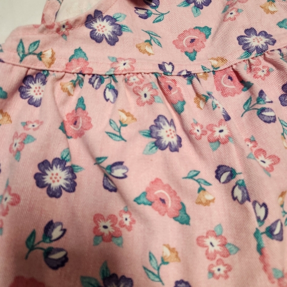 Vintage OshKosh B'gosh Pink Floral Denim Overalls w/ Bow Toddler Girl Size 6x - Picture 8 of 11